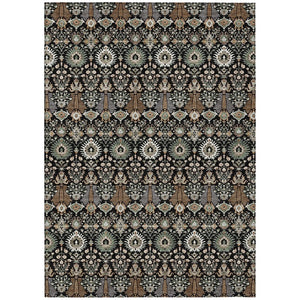 HomeRoots 8' X 10' Black and Ivory Floral Area Rug - Durable, Washable Design for Indoor & Outdoor Use 640475