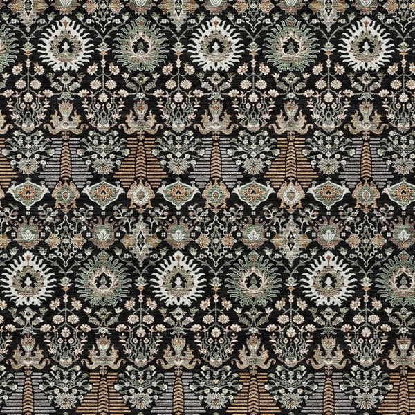 HomeRoots 8' X 10' Black and Ivory Floral Area Rug - Durable, Washable Design for Indoor & Outdoor Use 640475