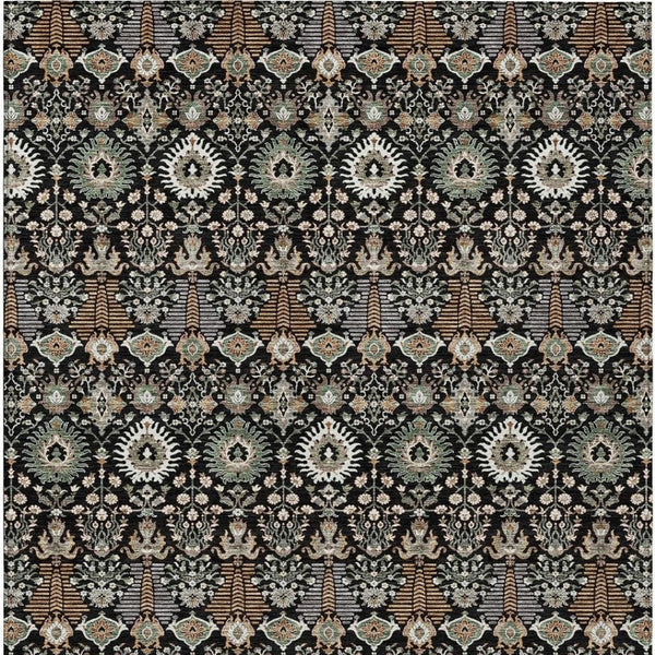 HomeRoots 8' X 10' Black and Ivory Floral Area Rug - Durable, Washable Design for Indoor & Outdoor Use 640475