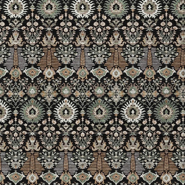 HomeRoots 10' Black and Ivory Floral Area Rug - Washable Indoor/Outdoor Design for Elegant Spaces, Durable Style 640477
