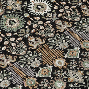 HomeRoots 10' Black and Ivory Floral Area Rug - Washable Indoor/Outdoor Design for Elegant Spaces, Durable Style 640477