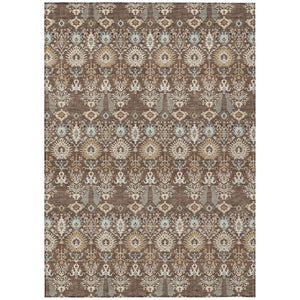 HomeRoots 5' X 8' Brown and Beige Floral Area Rug - Stylish, Washable Indoor/Outdoor Rug for Versatile Spaces 640479