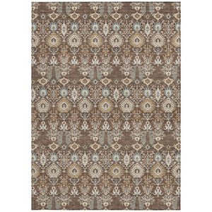 HomeRoots 9' Versatile Brown and Beige Floral Washable Area Rug for Indoor & Outdoor Use - Stylish & Durable! 640482