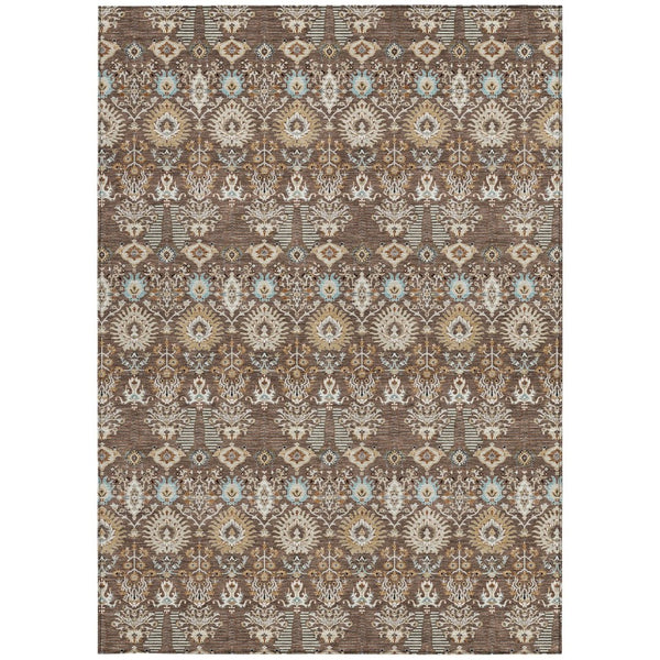 HomeRoots 9' Versatile Brown and Beige Floral Washable Area Rug for Indoor & Outdoor Use - Stylish & Durable! 640482