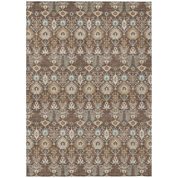 HomeRoots 9' Versatile Brown and Beige Floral Washable Area Rug for Indoor & Outdoor Use - Stylish & Durable! 640482