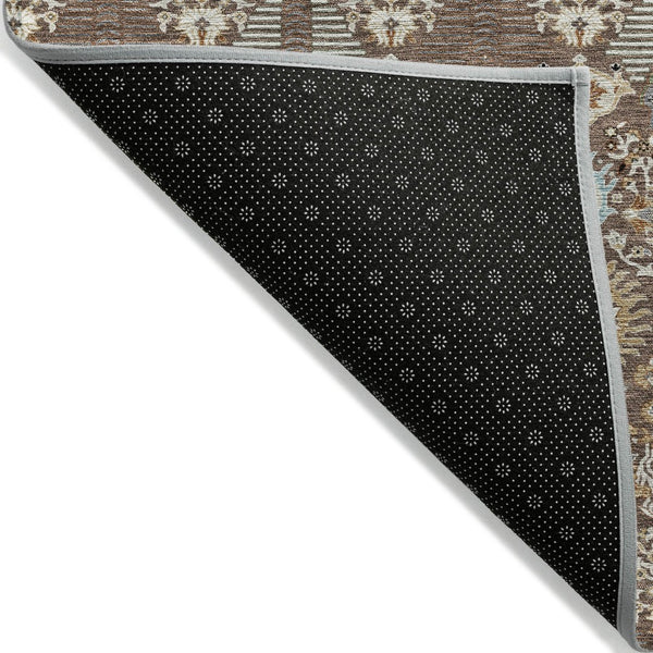 HomeRoots 9' Versatile Brown and Beige Floral Washable Area Rug for Indoor & Outdoor Use - Stylish & Durable! 640482