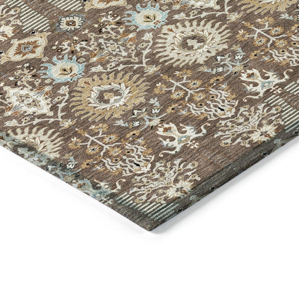 HomeRoots 9' Versatile Brown and Beige Floral Washable Area Rug for Indoor & Outdoor Use - Stylish & Durable! 640482