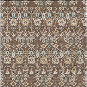 HomeRoots 9' Versatile Brown and Beige Floral Washable Area Rug for Indoor & Outdoor Use - Stylish & Durable! 640482