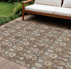 HomeRoots 10' X 14' Floral Indoor Outdoor Area Rug - Durable, Washable & Stylish for Patios, Living Rooms & More 640483