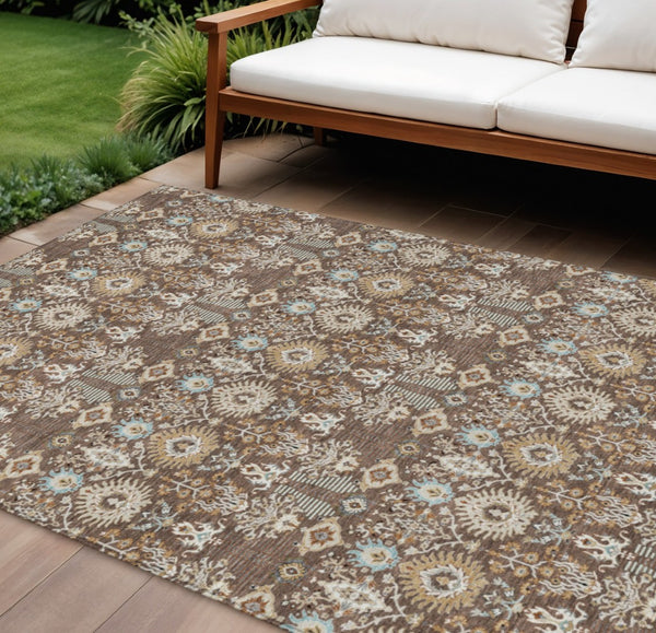 HomeRoots 10' X 14' Floral Indoor Outdoor Area Rug - Durable, Washable & Stylish for Patios, Living Rooms & More 640483