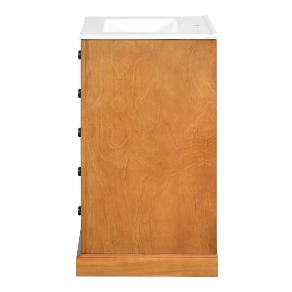 English Elm 20" Pine Wood Grain Bathroom Vanity with Ceramic Sink and Soft Close Cabinet Door N710P299454P