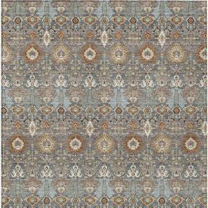 HomeRoots 5' Timeless Gray and Copper Floral Area Rug - Washable, Durable, Ideal for Indoor & Outdoor Spaces 640485
