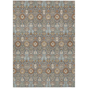 HomeRoots 5' Timeless Gray and Copper Floral Area Rug - Washable, Durable, Ideal for Indoor & Outdoor Spaces 640485