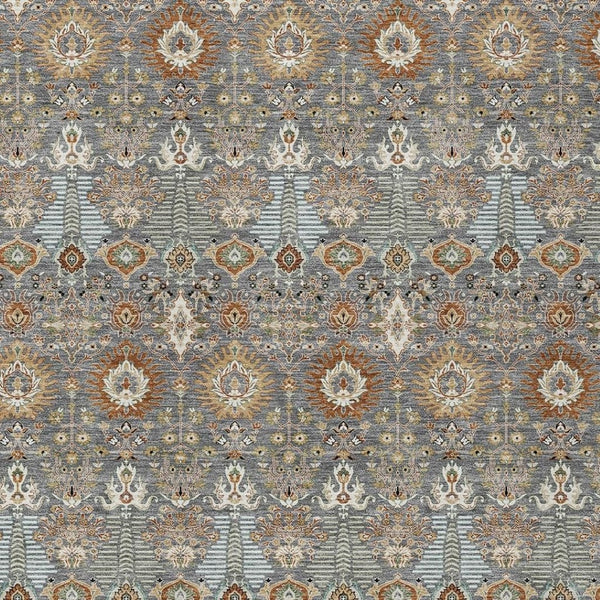 HomeRoots 5' Timeless Gray and Copper Floral Area Rug - Washable, Durable, Ideal for Indoor & Outdoor Spaces 640485