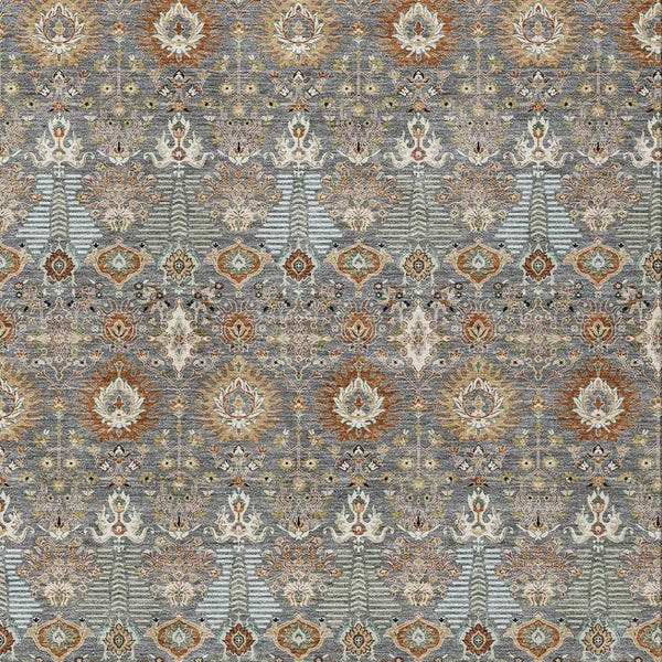 HomeRoots 8' X 10' Gray and Copper Floral Washable Area Rug - Durable, Stylish, Ideal for Indoor & Outdoor Use! 640487
