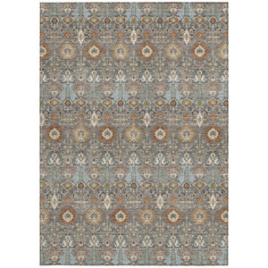 HomeRoots 9' Gray and Copper Floral Washable Area Rug - Durable Indoor/Outdoor Design for Busy Homes! 640488