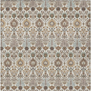 HomeRoots 8' X 10' Floral Washable Area Rug - Elegant Ivory & Brown Design for Indoor/Outdoor Durability 640493