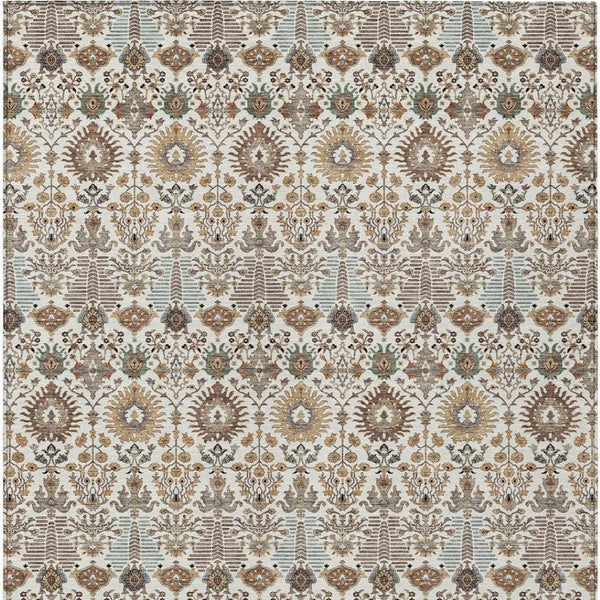 HomeRoots 9' X 12' Ivory Floral Rug - Durable, Washable Area Rug for Indoor/Outdoor Use, Perfect for High Traffic Areas 640494