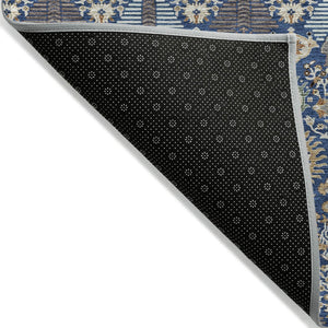 HomeRoots 8' X 10' Navy Blue Floral Indoor Outdoor Area Rug – Durable, Washable, Stylish for High-Traffic Spaces 640499