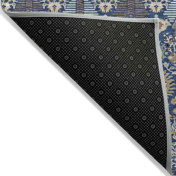 HomeRoots 8' X 10' Navy Blue Floral Indoor Outdoor Area Rug – Durable, Washable, Stylish for High-Traffic Spaces 640499
