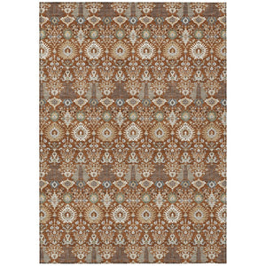 HomeRoots 8' X 10' Durable Rust and Ivory Floral Washable Area Rug for Indoor and Outdoor Spaces, Versatile Style 640505