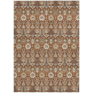 HomeRoots 10' X 14' Floral Area Rug - Rust & Ivory Washable Design Perfect for Indoor & Outdoor Spaces 640507