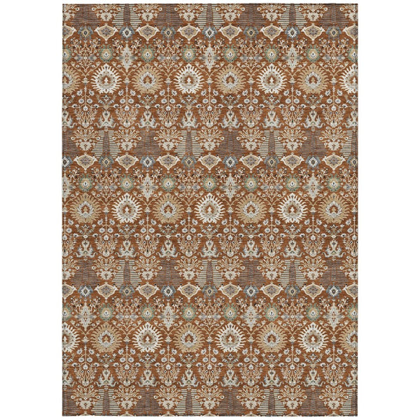 HomeRoots 10' X 14' Floral Area Rug - Rust & Ivory Washable Design Perfect for Indoor & Outdoor Spaces 640507