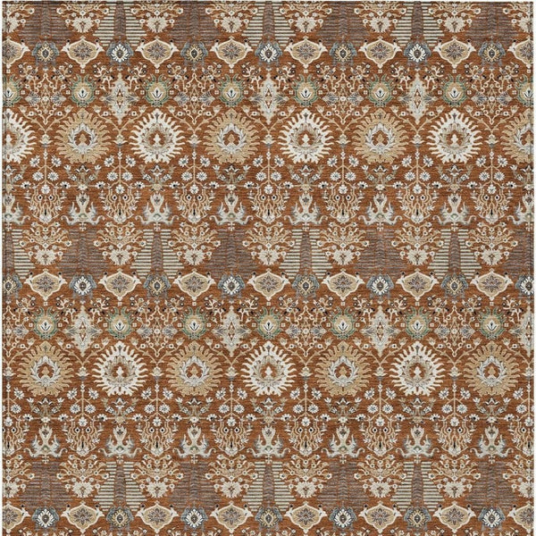 HomeRoots 10' X 14' Floral Area Rug - Rust & Ivory Washable Design Perfect for Indoor & Outdoor Spaces 640507