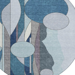 HomeRoots 8' Blue And Ivory Geometric Indoor Outdoor Area Rug – Modern Style, Washable, Durable & Slip-Resistant 640510