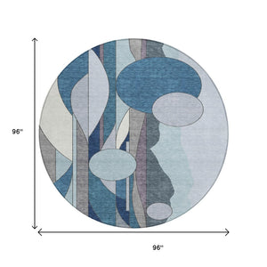 HomeRoots 8' Blue And Ivory Geometric Indoor Outdoor Area Rug – Modern Style, Washable, Durable & Slip-Resistant 640510