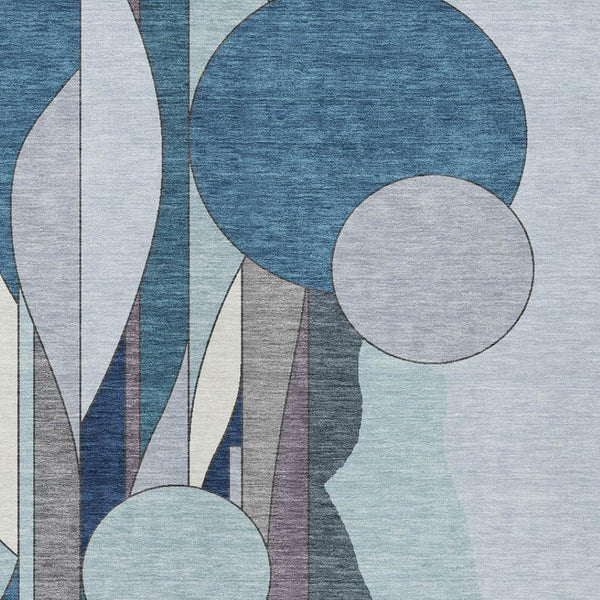 HomeRoots 8' X 10' Blue and Ivory Geometric Rug - Washable, Stain-Resistant for Indoor/Outdoor Versatility! 640511