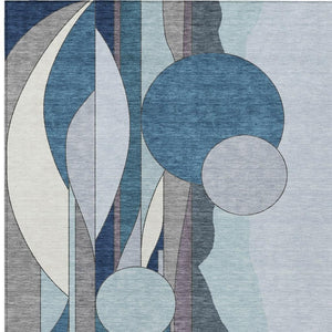 HomeRoots 9' X 12' Blue and Ivory Geometric Area Rug - Stylish, Washable, Durable for Indoor & Outdoor Use! 640512