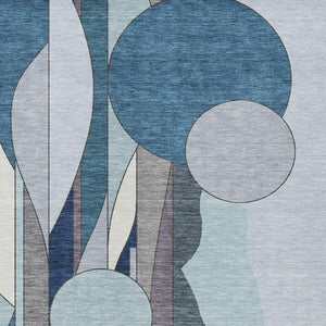 HomeRoots 9' X 12' Blue and Ivory Geometric Area Rug - Stylish, Washable, Durable for Indoor & Outdoor Use! 640512