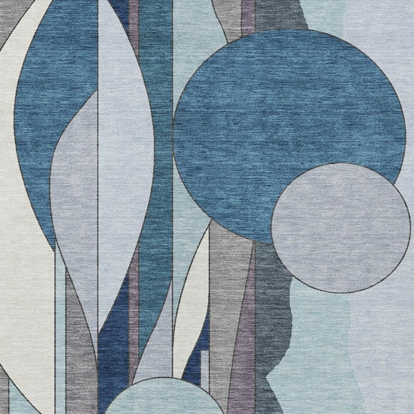 HomeRoots 10' Blue and Ivory Geometric Area Rug - Washable Indoor/Outdoor Design for High-Traffic Spaces 640513