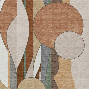 HomeRoots 5' Copper and Ivory Geometric Area Rug – Stylish, Washable, Indoor/Outdoor Comfort for Every Space 640515