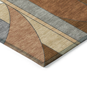 HomeRoots 8' X 10' Copper and Ivory Geometric Area Rug – Stylish, Washable, Durable for Indoor & Outdoor Use 640517