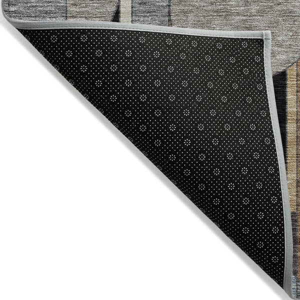 HomeRoots 10' Gray, Black & Gold Geometric Washable Area Rug for Indoor/Outdoor Use - Durable & Stylish! 640525