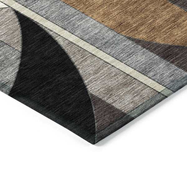 HomeRoots 10' Gray, Black & Gold Geometric Washable Area Rug for Indoor/Outdoor Use - Durable & Stylish! 640525