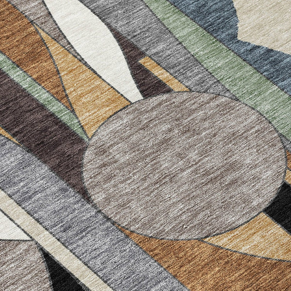 HomeRoots 10' Gray, Black & Gold Geometric Washable Area Rug for Indoor/Outdoor Use - Durable & Stylish! 640525