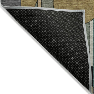 HomeRoots 5' X 8' Taupe Ivory Gold Geometric Area Rug - Washable, Durable, Stylish for Indoor & Outdoor Use! 640533