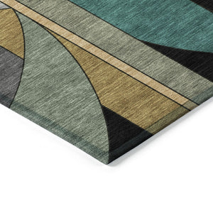 HomeRoots 5' X 8' Taupe Ivory Gold Geometric Area Rug - Washable, Durable, Stylish for Indoor & Outdoor Use! 640533