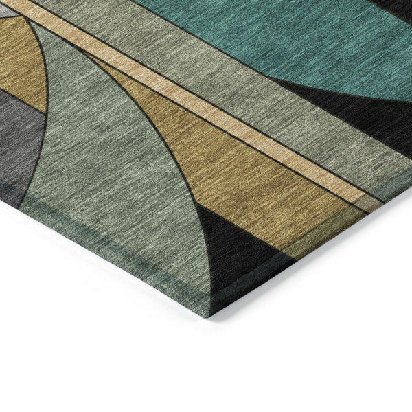 HomeRoots 5' X 8' Taupe Ivory Gold Geometric Area Rug - Washable, Durable, Stylish for Indoor & Outdoor Use! 640533