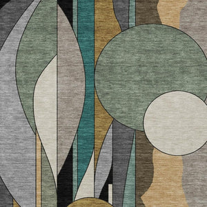 HomeRoots 5' X 8' Taupe Ivory Gold Geometric Area Rug - Washable, Durable, Stylish for Indoor & Outdoor Use! 640533