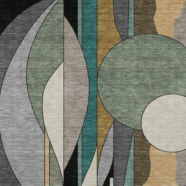 HomeRoots 9' X 12' Taupe Ivory Gold Geometric Area Rug – Elegant, Washable, Durable for Indoor & Outdoor Use 640536