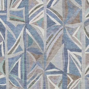 HomeRoots 5' Stylish Denim Blue & Ivory Geometric Washable Area Rug for Indoor/Outdoor High-Traffic Areas 640539