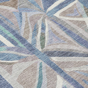 HomeRoots 8' Denim Blue Geometric Area Rug - Modern Round Design for Indoor/Outdoor Use, Machine Washable & Durable 640540