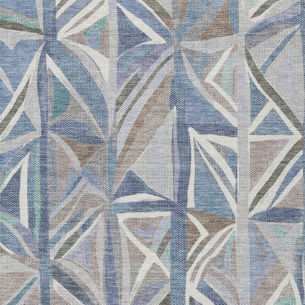HomeRoots 10' Stylish Denim Blue & Ivory Geometric Washable Area Rug – Perfect for Indoor & Outdoor Spaces! 640543