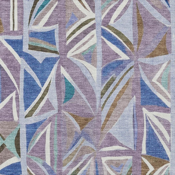 HomeRoots 5' X 8' Stylish Lavender, Ivory & Blue Geometric Area Rug - Washable for Indoor/Outdoor Use! 640545