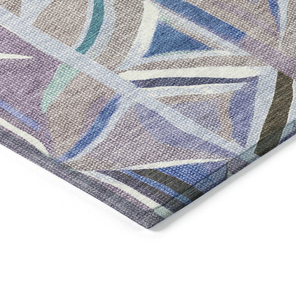 HomeRoots 5' X 8' Stylish Lavender, Ivory & Blue Geometric Area Rug - Washable for Indoor/Outdoor Use! 640545