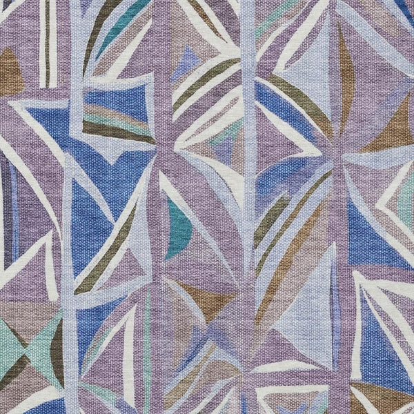 HomeRoots 5' X 8' Stylish Lavender, Ivory & Blue Geometric Area Rug - Washable for Indoor/Outdoor Use! 640545